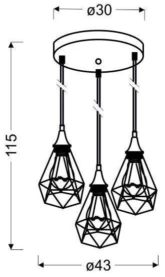 Csillár zsinóron GRAF 3xE27/60W/230V
