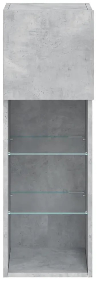 2 db betonszürke TV-szekrény LED-világítással 30,5 x 30 x 90 cm