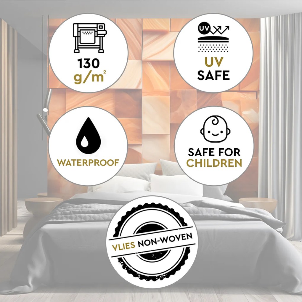 Gario Fotótapéta Narancssárga kőkockák Anyag: Vlies, Méret: 350 x 245 cm