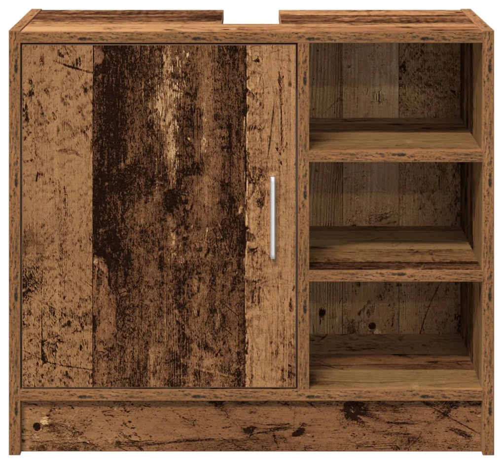 vidaXL Fürdőszoba Székény polcokkal Öreg fa 63 x 29 x 55 cm Faanyag