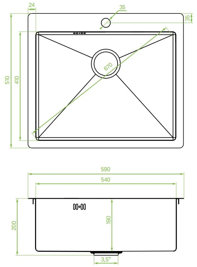 Laveo Marmara, 1 kamrás rozsdamentes mosogató 510x590x200 mm, réz, LAV-SAM_810T