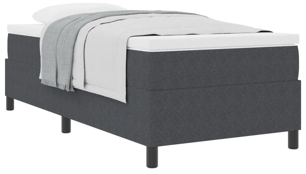 Box Spring Ágy Memóriáhab Matrac Sötétszürke Egyszemélyes Kordbársony Szövet