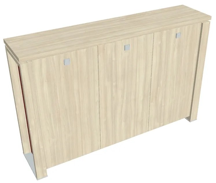 Verno+ S közepes szekrény 200 x 46 x 130 cm, akác / piros