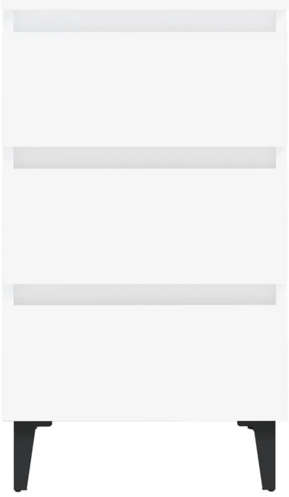 Fehér éjjeliszekrény fémlábakkal 40 x 35 x 69 cm