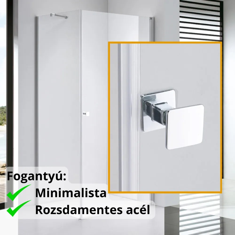 Stuxi Bari 100x80 aszimmetrikus nyílóajtós zuhanykabin 6 mm vízlepergető biztonsági üveggel, króm