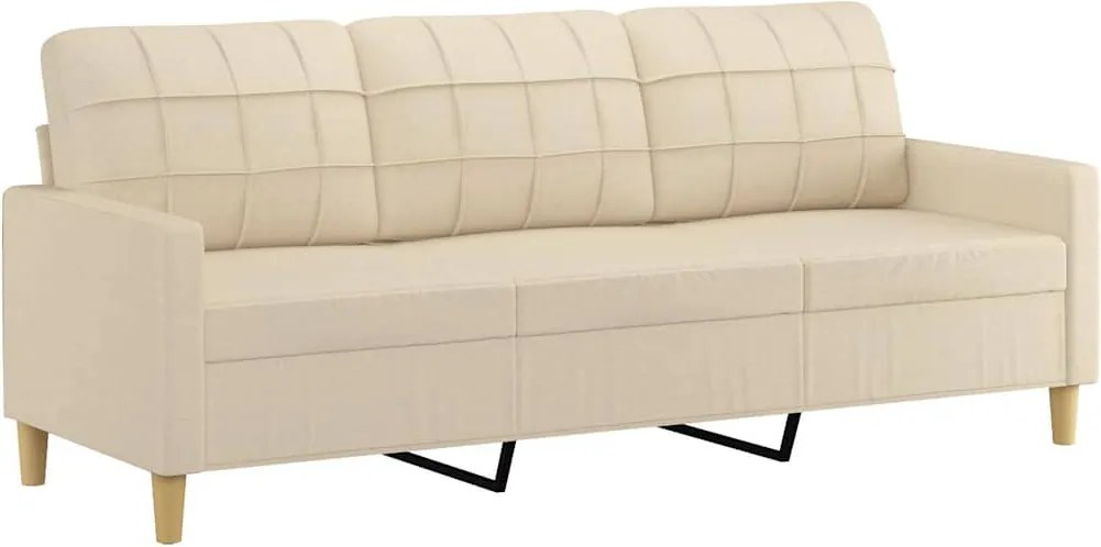 vidaXL 3 személyes krémszínű szövet kanapé 180 cm
