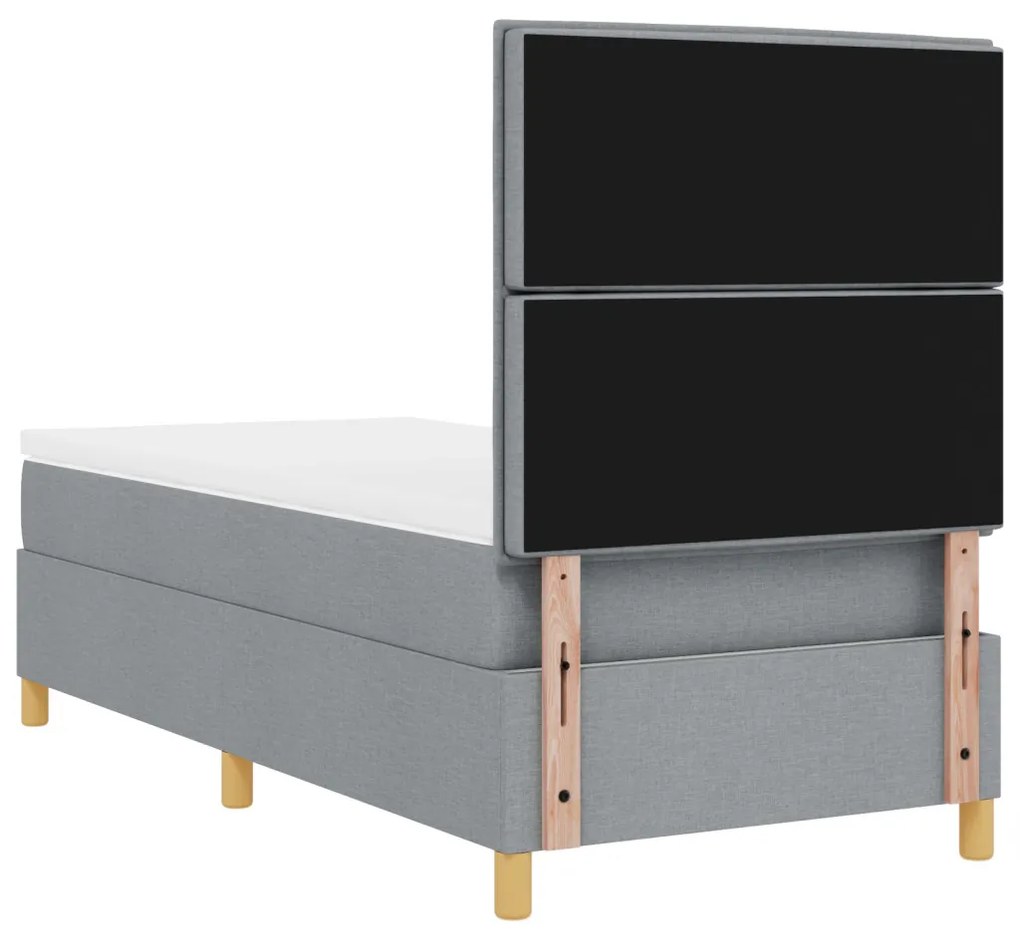 Box Spring Ágy matraccal, világosszürke, 100x200 cm, szövet