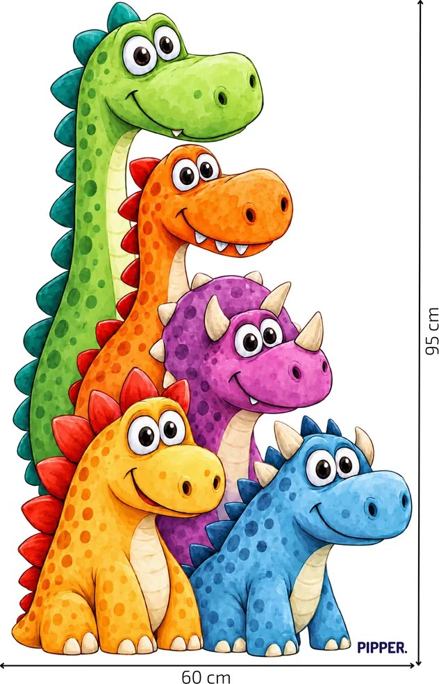 PIPPER. Színes dinoszauruszok – textil falmatrica