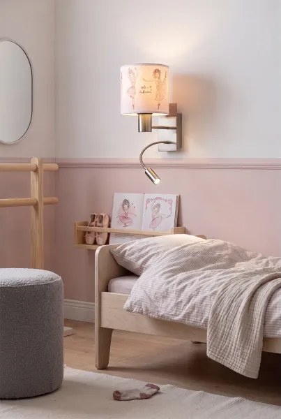 Brilagi - LED flexibilis lámpa BOBO 1xE27/25W/230V + LED/3W matt króm/fehér/rózsaszín/csomag.