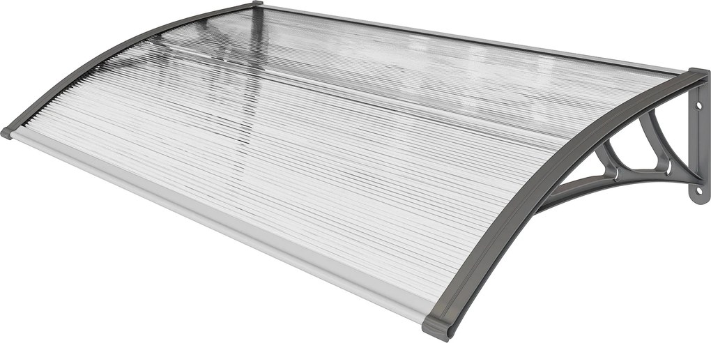 Outsunny 110x60 cm Átlátszó Polikarbonát Napellenző Ajtókhoz és Ablakokhoz Eső és Nap Ellen PP Műanyag Támasszal | Aosom