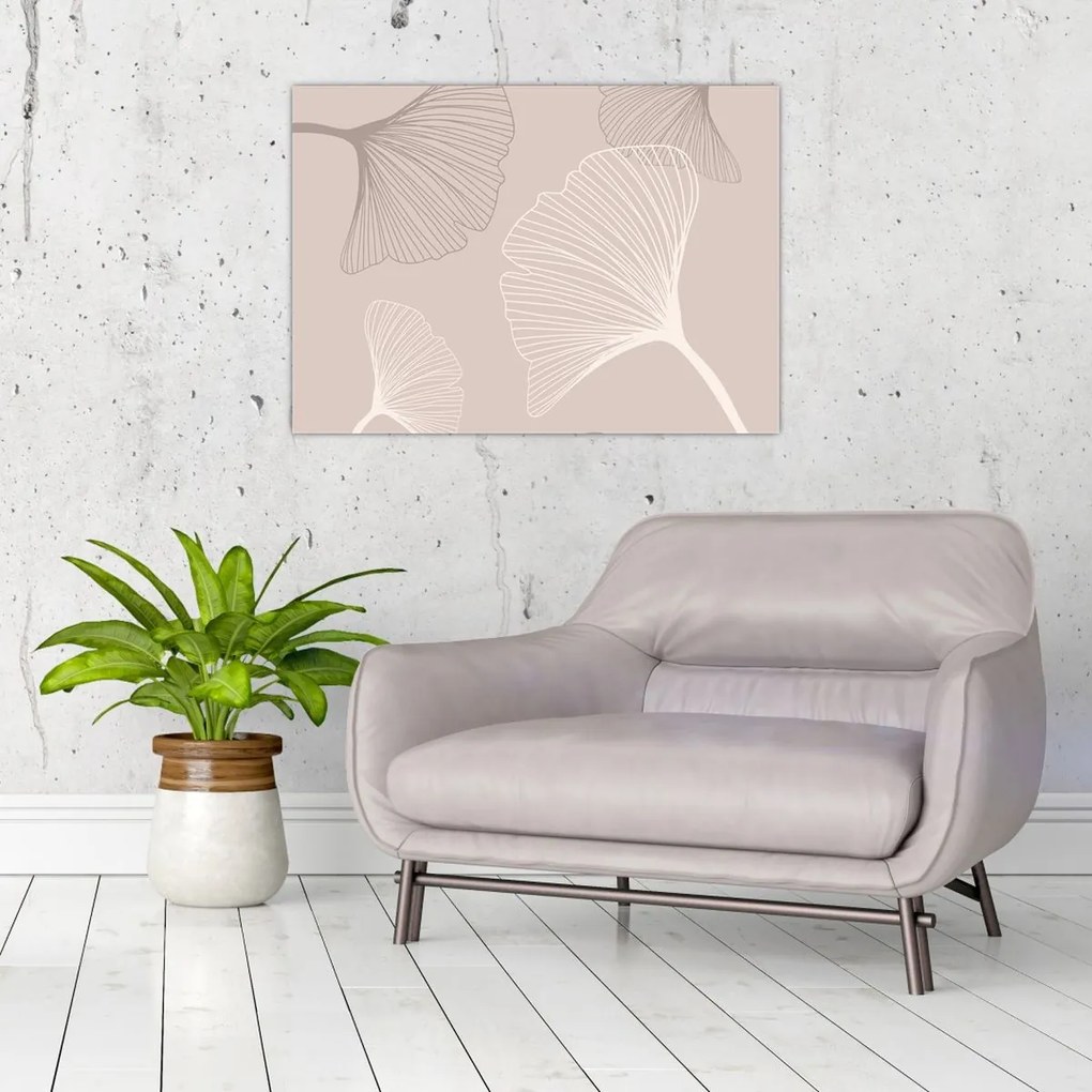 Kép - Bézs színű levelek N⁰6 (70x50 cm)