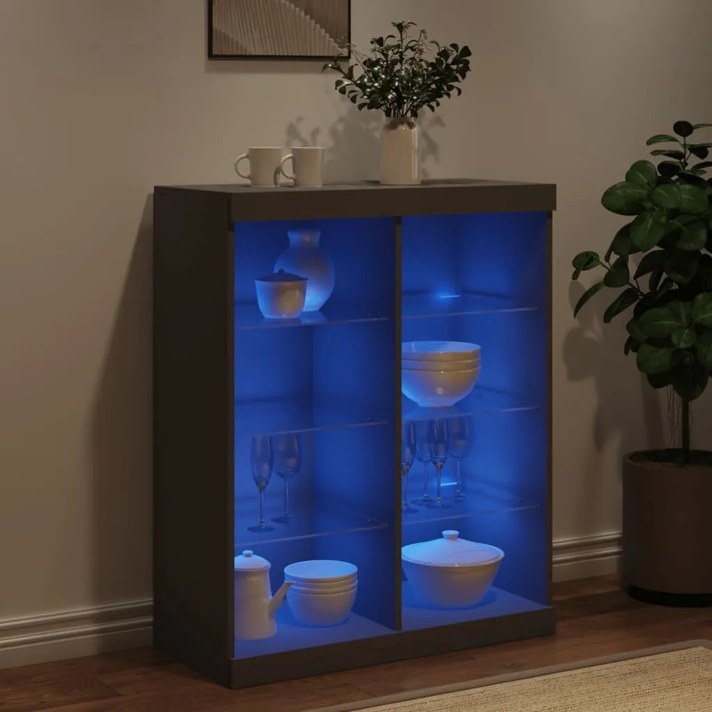 fekete tálalószekrény LED-világítással 81 x 37 x 100 cm