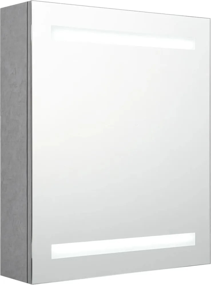 vidaXL betonszürke LED-es tükrös fürdőszobaszekrény 50 x 14 x 60 cm