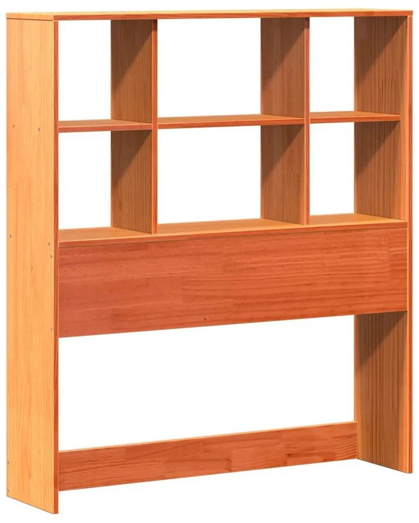 viaszbarna tömör fa könyvespolcos ágy matrac nélkül 90 x 190 cm