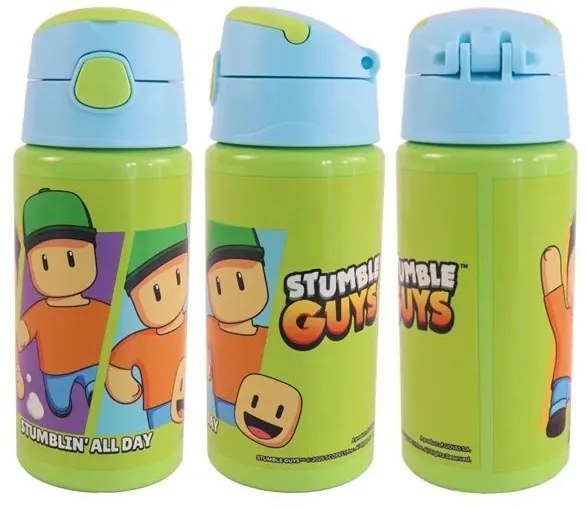 Stumble Guys All Day alumínium szívószálas kulacs akasztóval 500 ml