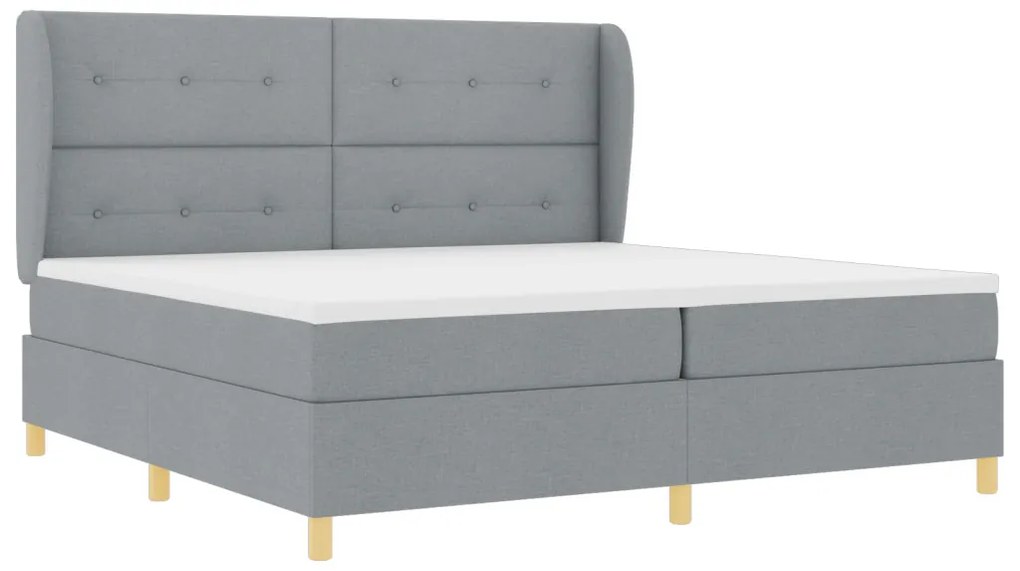 Boxspring Ágy Matrac nélkül, Világosszürke, 200x200 cm, Szövet