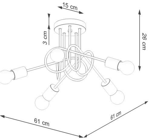 Sollux SL.1478 - Felületre szerelhető csillár EMBER 5xE27/15W/230V fekete/bézs/bükkfa