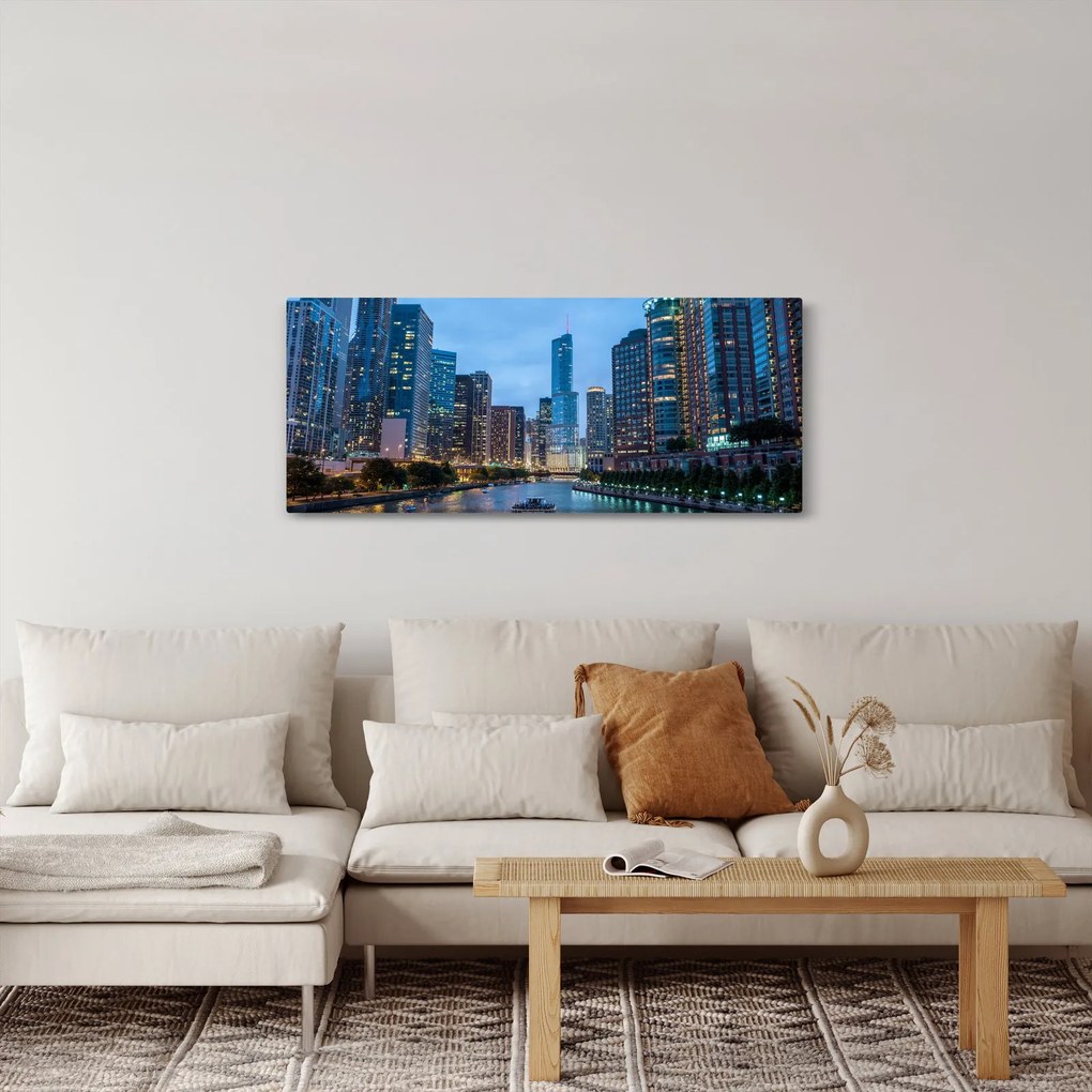 Éjszakai város képe (120x50 cm)