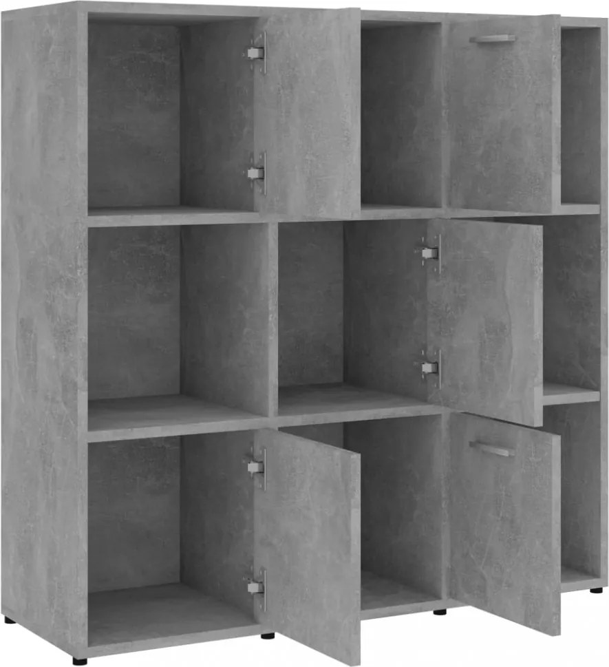 betonszürke szerelt fa könyvszekrény 90 x 30 x 90 cm