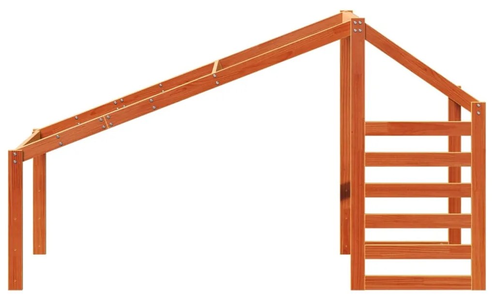 viaszbarna tömör fenyőfa gyerekágytető 198 x 97 x 113 cm