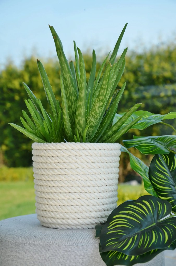 Virágtartó Fehér 16 cm-es tengerész zsinór