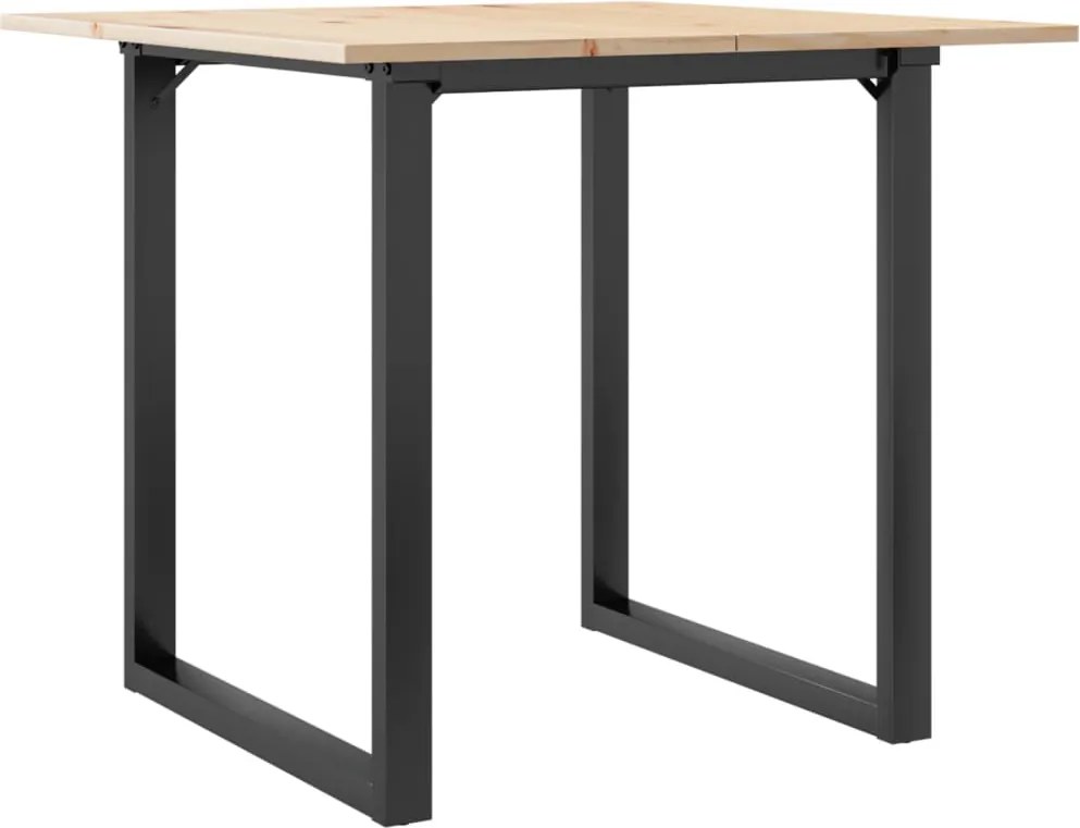 vidaXL tömör fenyőfa és acél étkezőasztal O-vázzal 80x80x75 cm