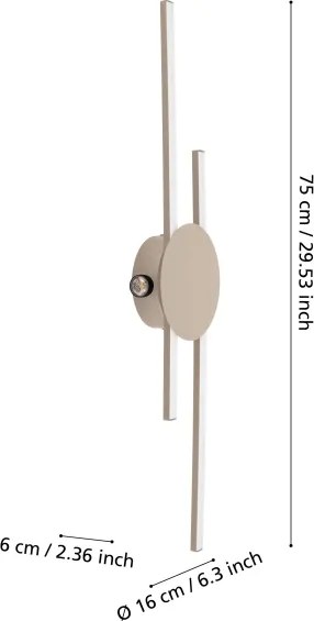 Eglo 902126 - VENTICELLO LED fali lámpa LED/20W/230V + LED/0,91W bézs