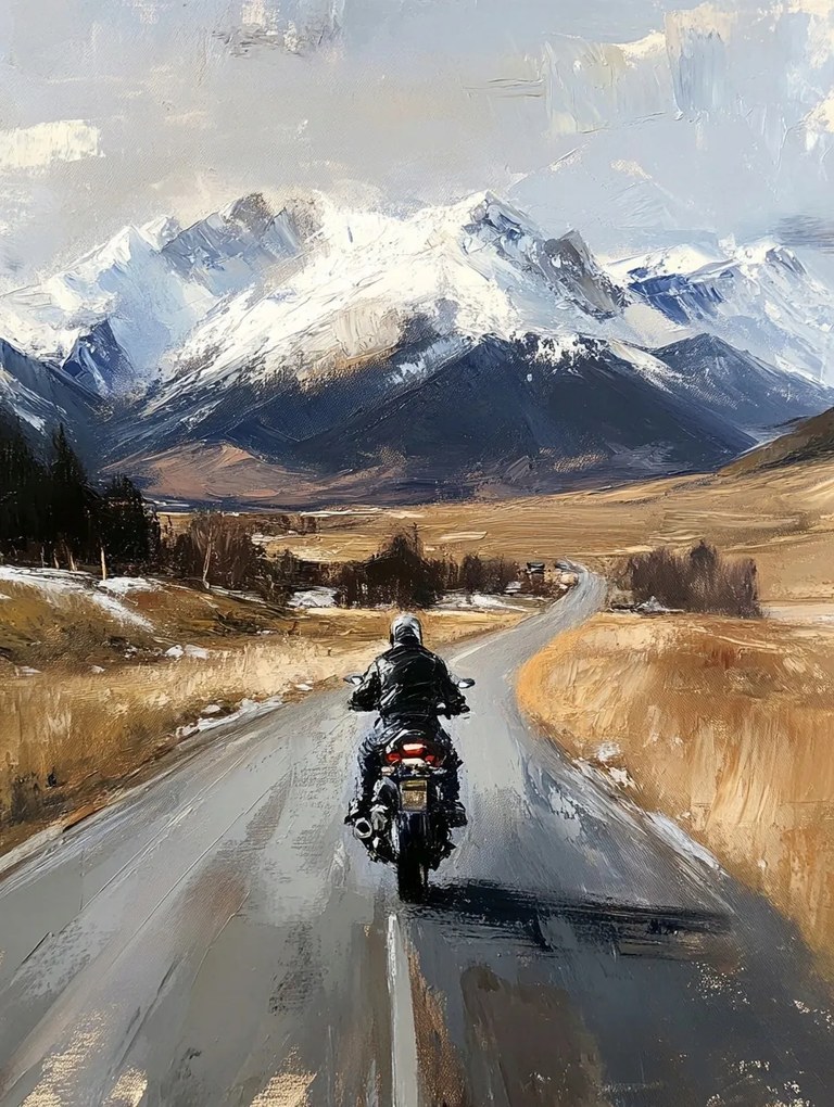 Vászonkép Canvas Motorkerékpár Út Országút Hegyek Utazás Vezetés 60x80