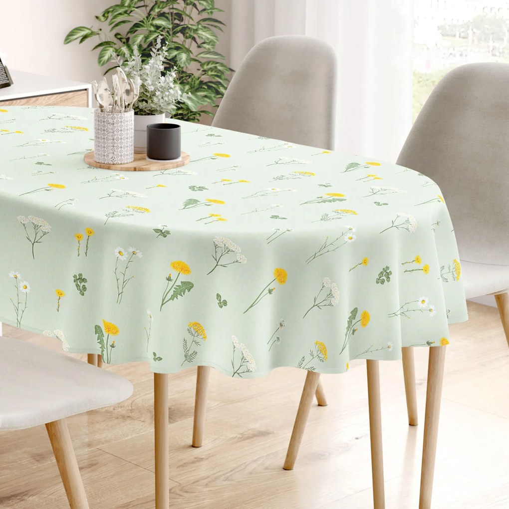 Goldea ovális pamut terítő - mező, zöld melanzs alapon 140 x 220 cm