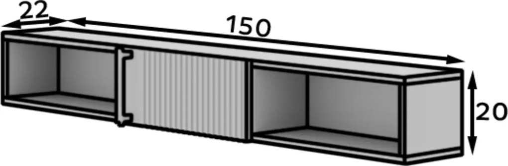 RAFTT fali polc ajtóval 150 cm, fekete