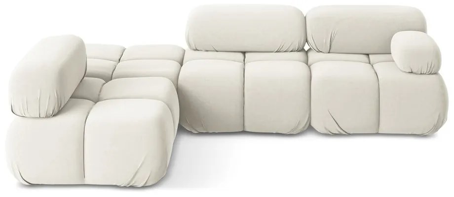 Fehér bársony moduláris sarokkanapé (bal oldali) Lokua – Makamii