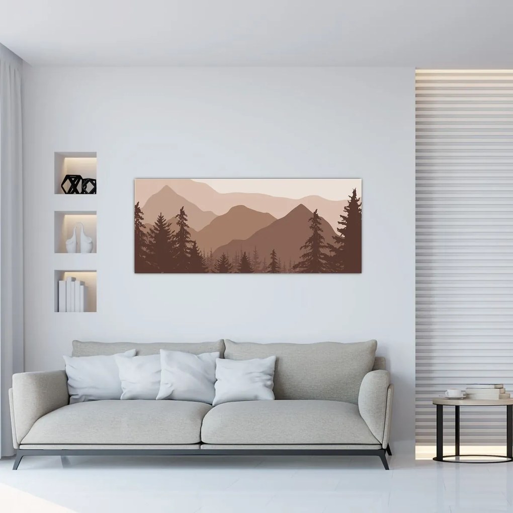 Kép - Barna hegyek N⁰2 (120x50 cm)
