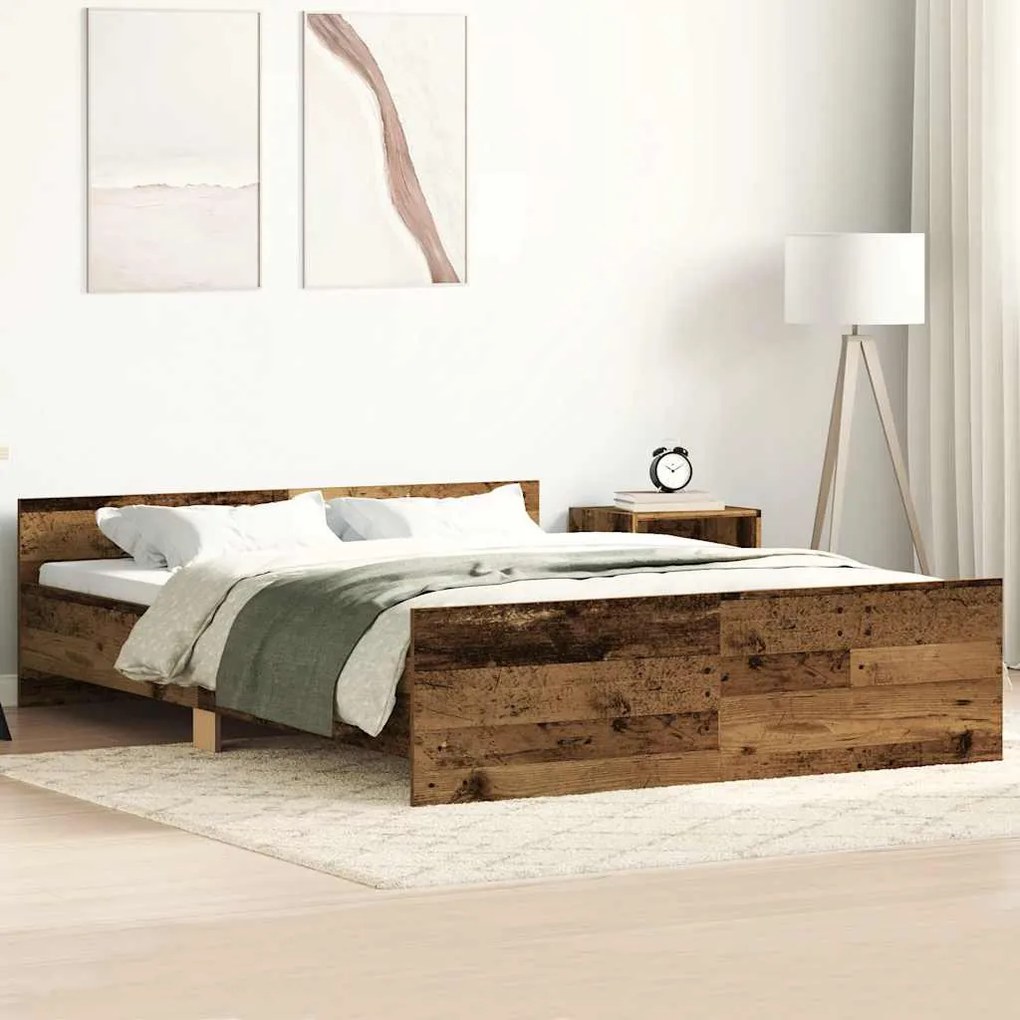 antik fa szerelt fa ágykeret matrac nélkül 140x190 cm