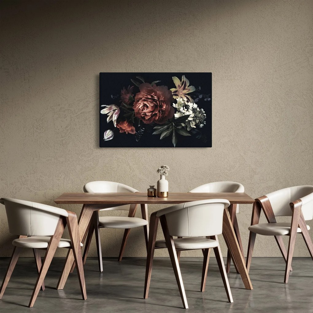 Kép - sötét virágok (90x60 cm)