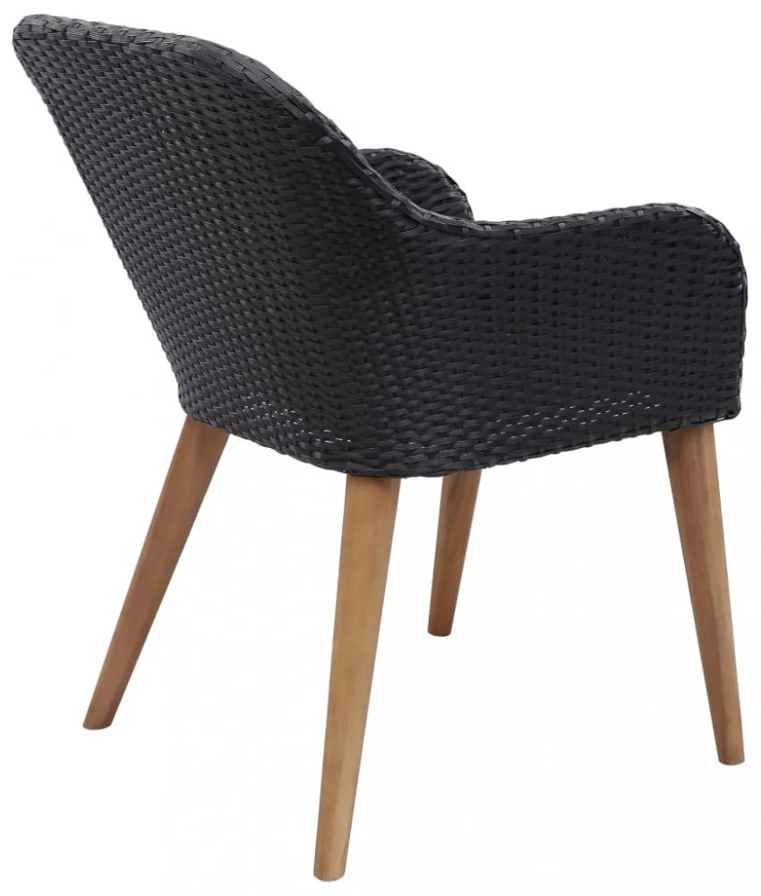 2 db fekete polyrattan kültéri szék párnával