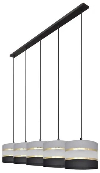 Csillár zsinóron HELEN 5xE27/15W/230V fekete/szürke/arany