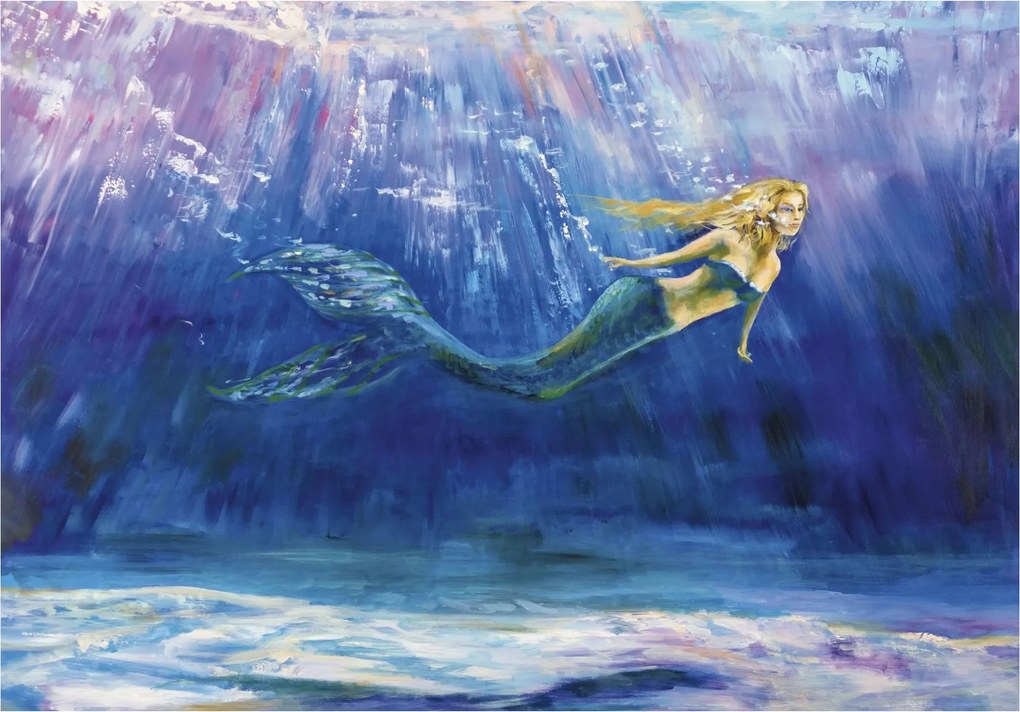 Flizelin fotótapéta Hableány világ óceán mélység és hullámok tánca 254x184 +ragasztó