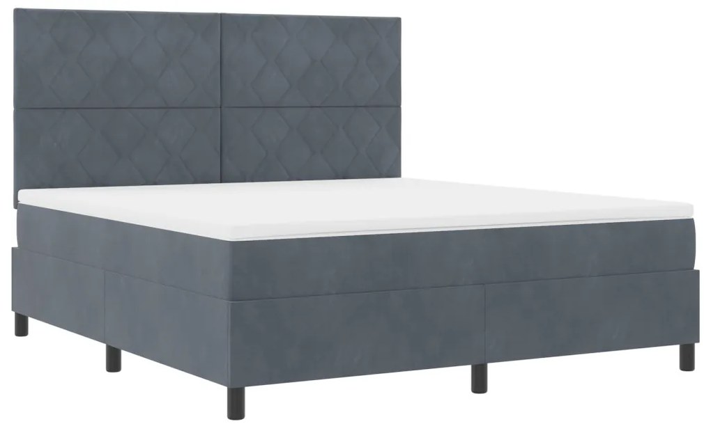 Boxspring Ágy Matraccal Sötétszürke Szuper Király Bársony