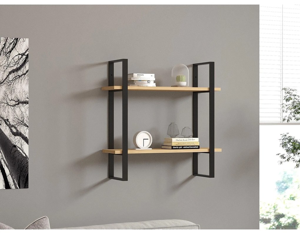 Fali polc Buba - Sapphire Oak, Black