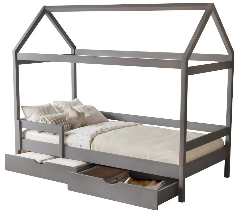 Gyerek emeletes ágy 90 cm Nortena (szürke) (ágyráccsal)  (tárolóhellyel). 1116425
