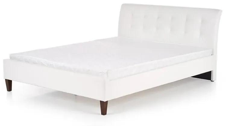 Kétszemélyes ágy kárpítozott fehér ökológiai bőrrel