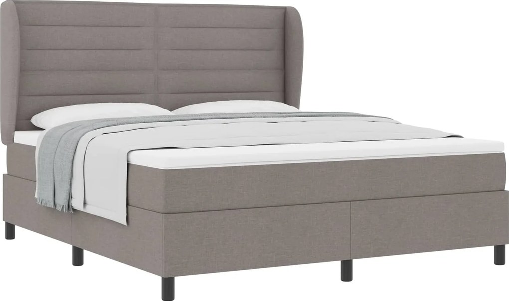 vidaXL Boxrugós ágy matracmal fejtámlával Tópszínű 180 x 200 cm szövet