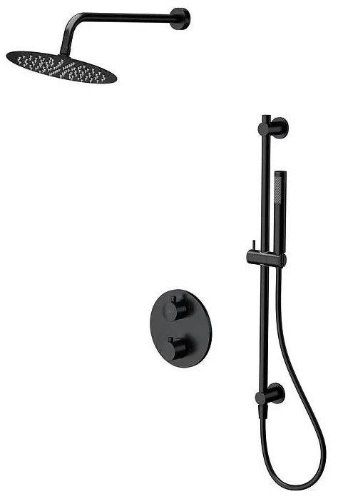 Cersanit S952-033 - Zuhany készlet termosztatikus rejtett csappal ZEN fekete