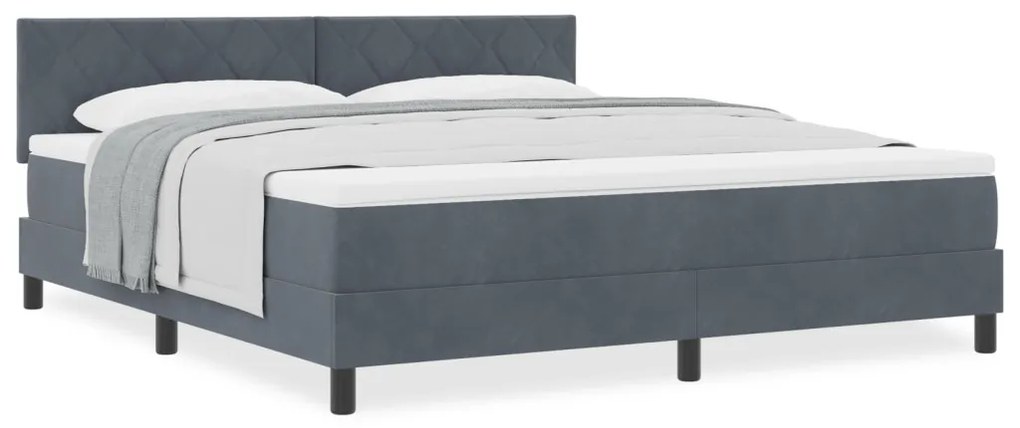 Boxspring Ágy Matrac Hosszú Szürke Bársonyos