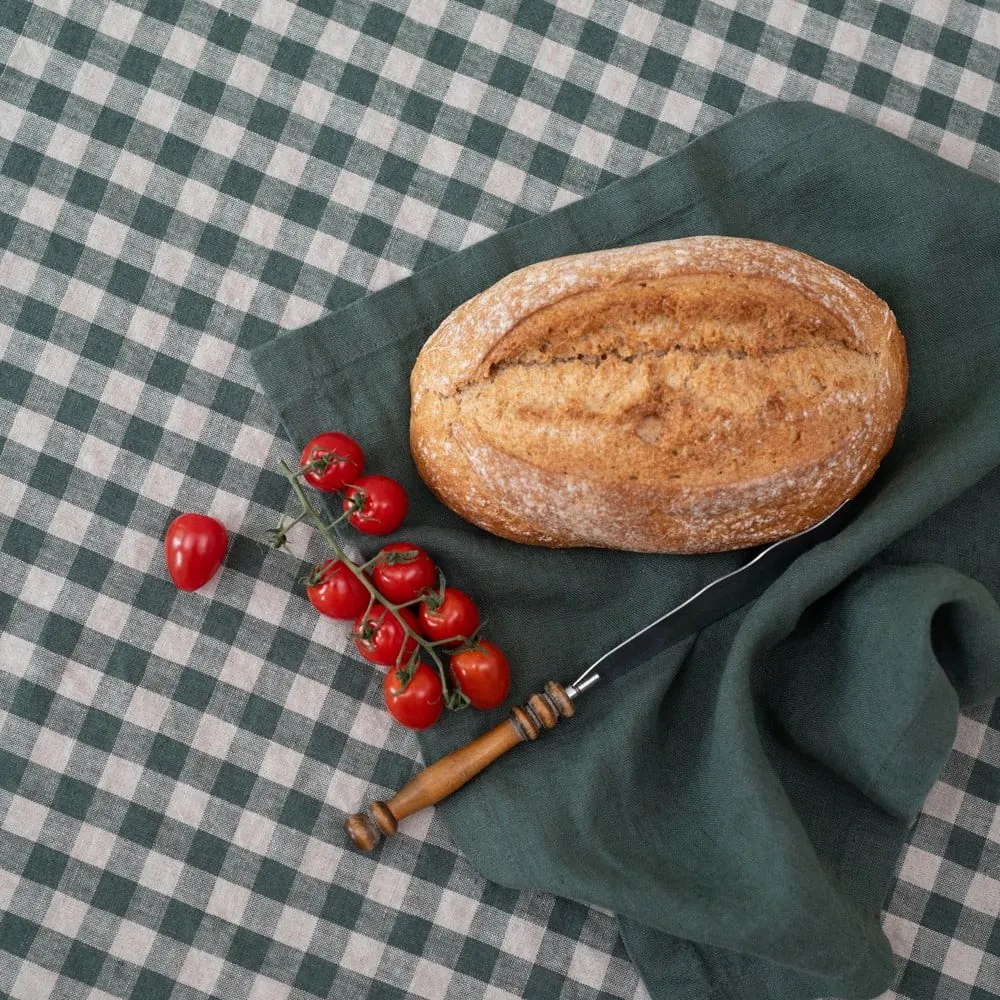 Len konyharuha 45x65 cm Forest Green Gingham – Linen Tales