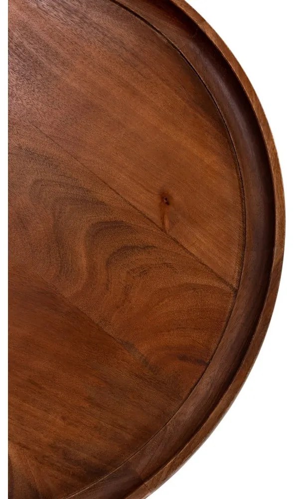 Sötétbarna mangófa kerek dohányzóasztal ø 80 cm Rose – MOME