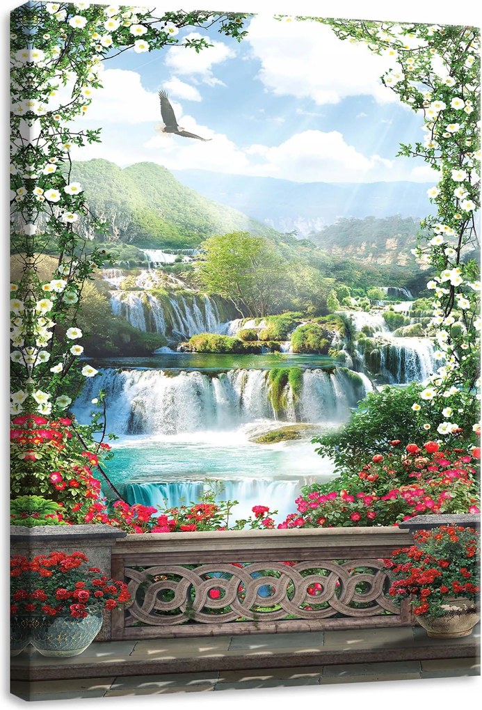 Vászonkép 50x70 Vízesések természet táj hegyek nyugalom szépség kék zöld