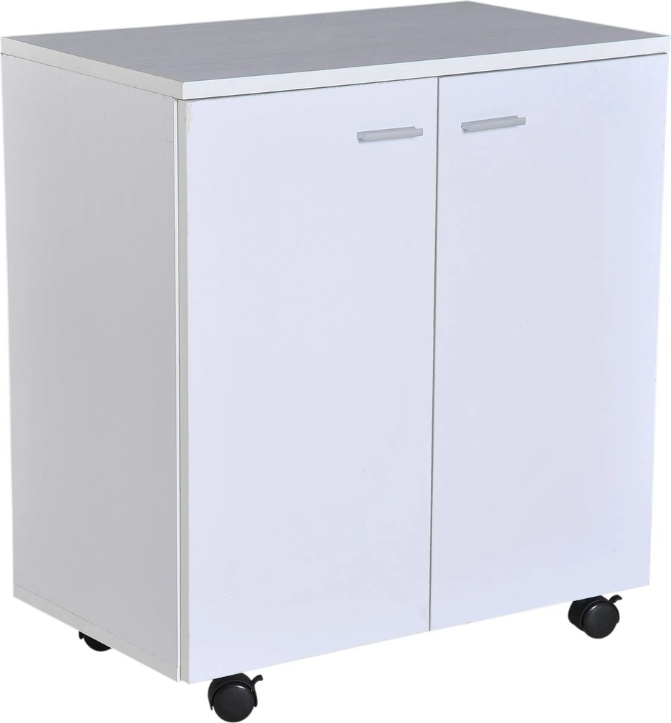 HOMCOM Mobil TV Állvány Fa Szekrény Kerekekkel és 2 Ajtós Készlet 60x35x65cm | Aosom