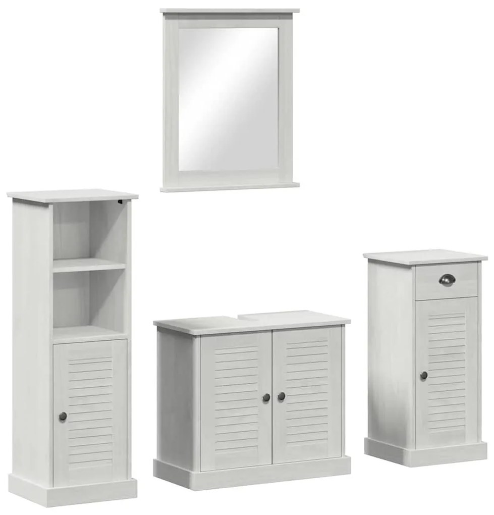 Fürdőszoba bútor szett 3 pcs antik fehér 37 x 34 x 110 cm