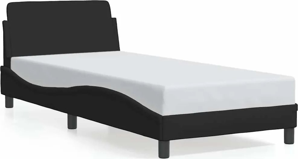 vidaXL fekete szövet ágykeret fejtámlával Dover 90x200 cm